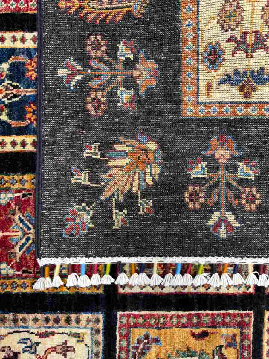 El Dokuma Afgan Halı Bahtiyari Desenli Kök Boya 126 x 181 cm küçük görsel 7