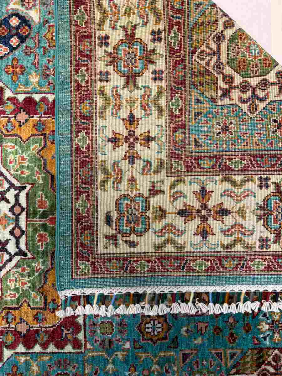 El Dokuma Afgan Halı Memlük Desenli Kök Boya 152 x 212 cm küçük görsel 7