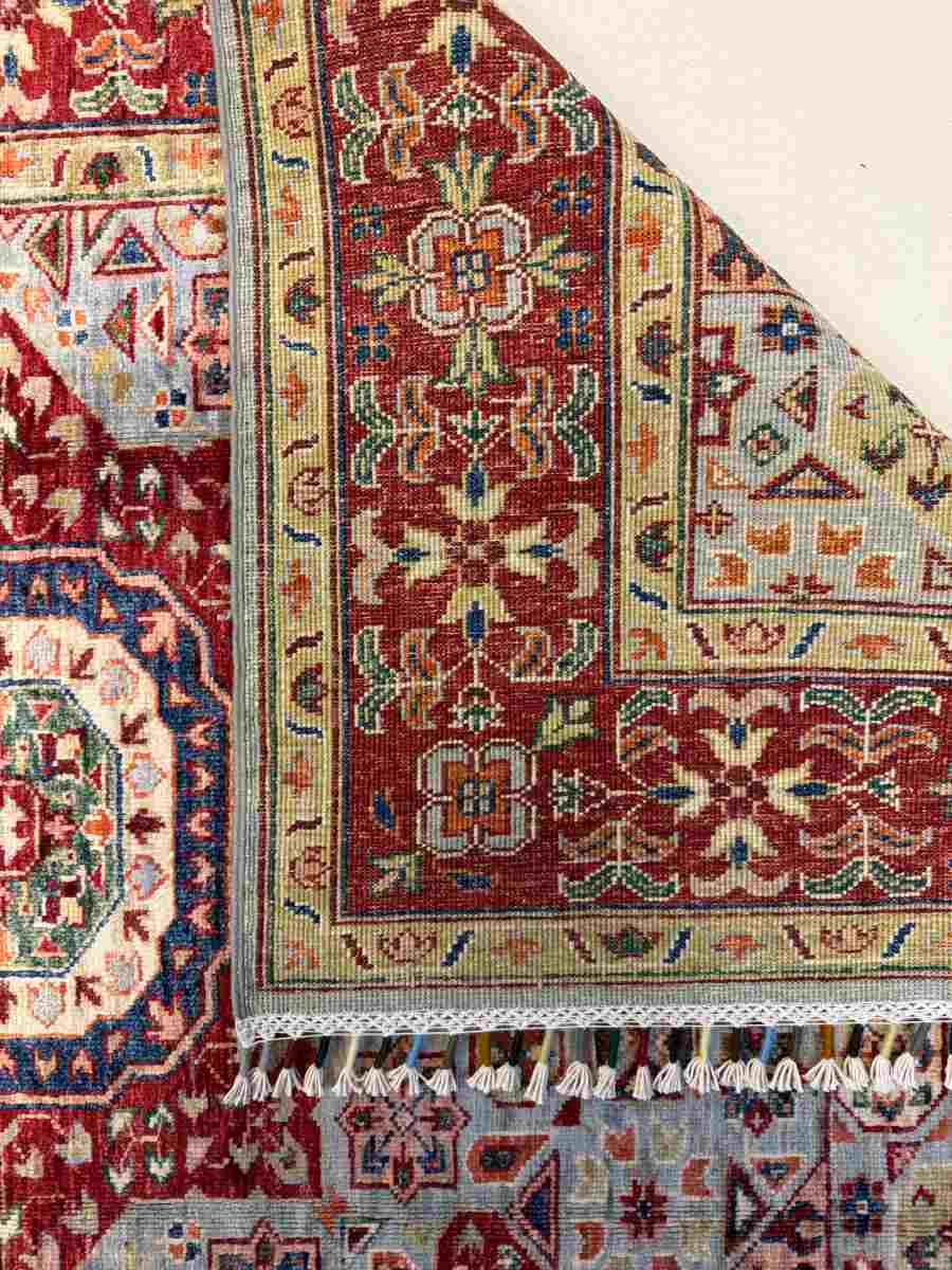 El Dokuma Afgan Halı Memlük Desenli Kök Boya 128 x 180 cm küçük görsel 7