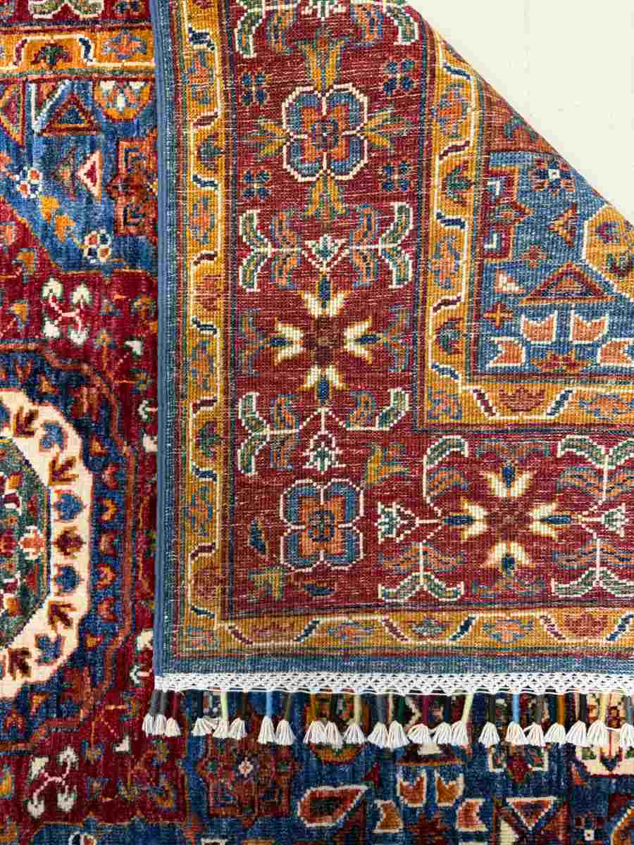 El Dokuma Afgan Halı Memlük Desenli Kök Boya 127 x 177 cm küçük görsel 7