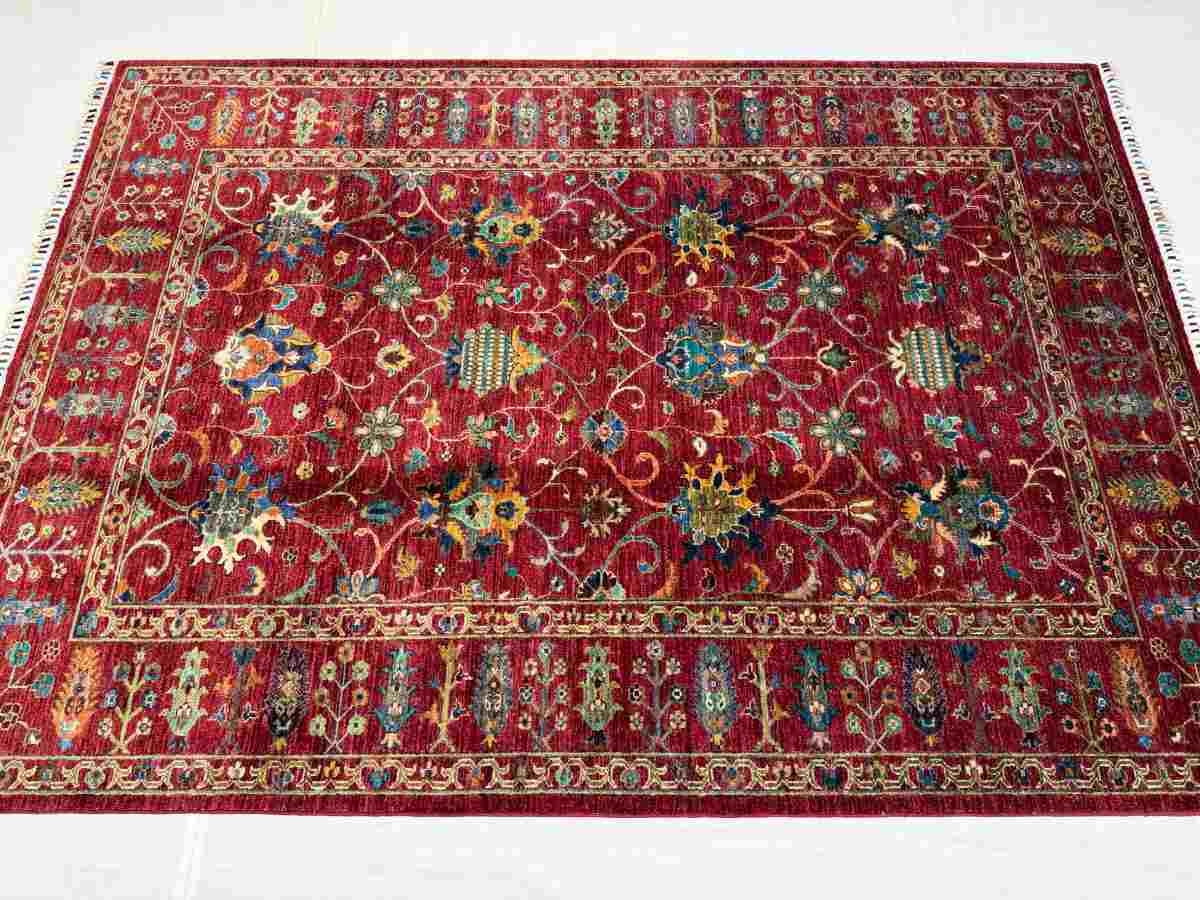 El Dokuma Afgan Halı Sułtani Desenli Kök Boya 176 x 247 cm küçük görsel 5