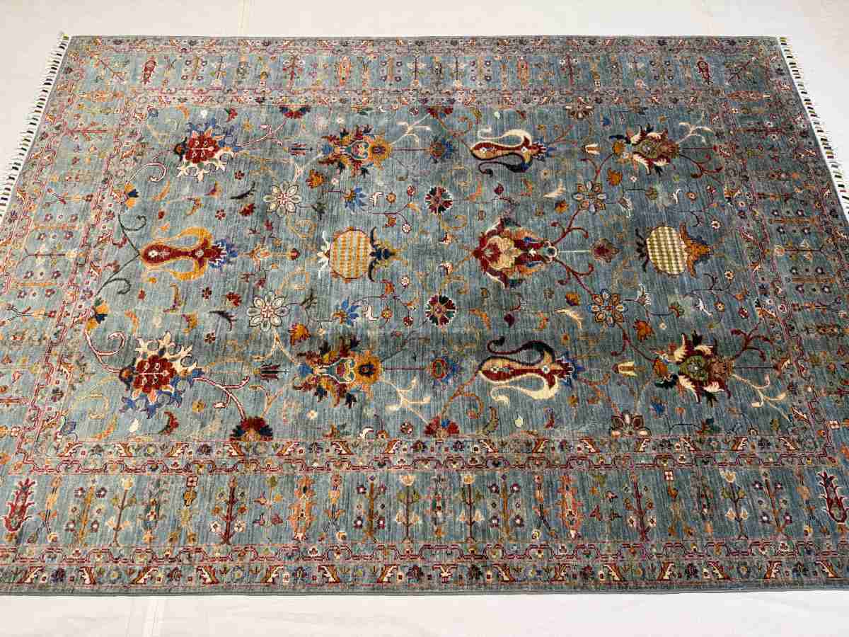 El Dokuma Afgan Halı Sułtani Desenli Kök Boya 176 x 245 cm küçük görsel 5