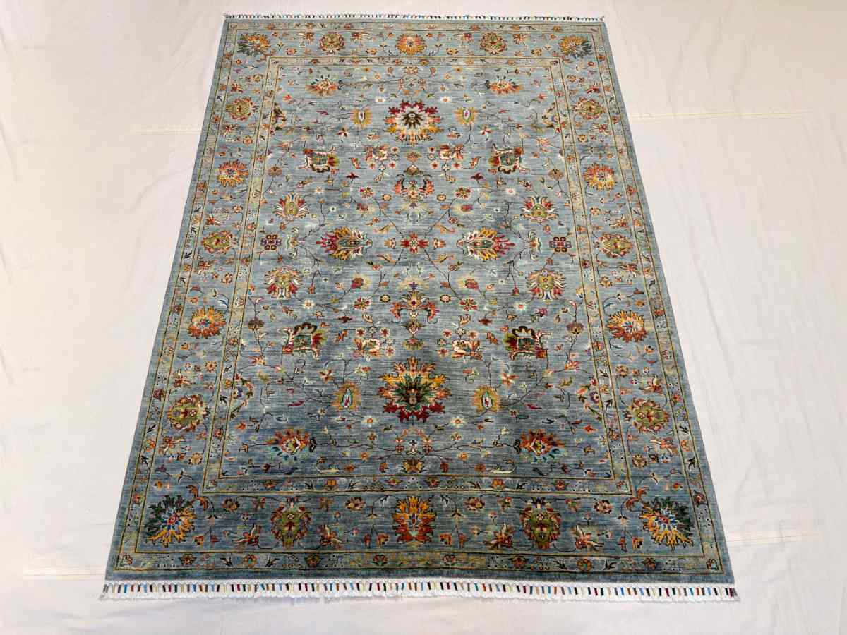 El Dokuma Afgan Halı Sułtani Desenli Kök Boya 174 x 236 cm