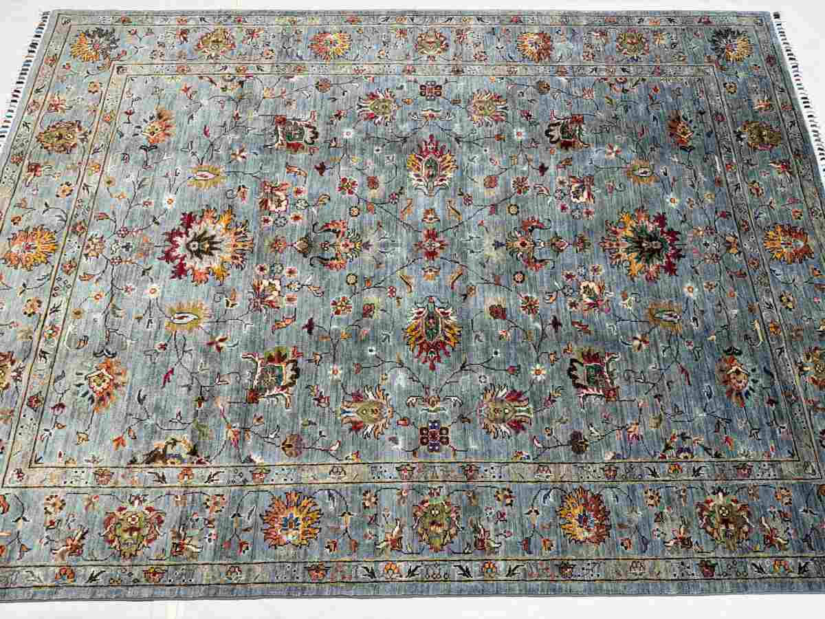 El Dokuma Afgan Halı Sułtani Desenli Kök Boya 174 x 236 cm küçük görsel 5