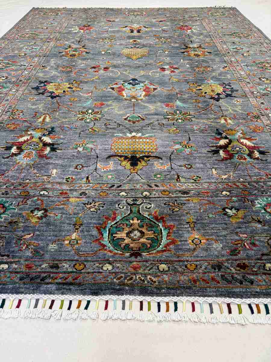 El Dokuma Afgan Halı Sułtani Desenli Kök Boya 178 x 240 cm küçük görsel 3