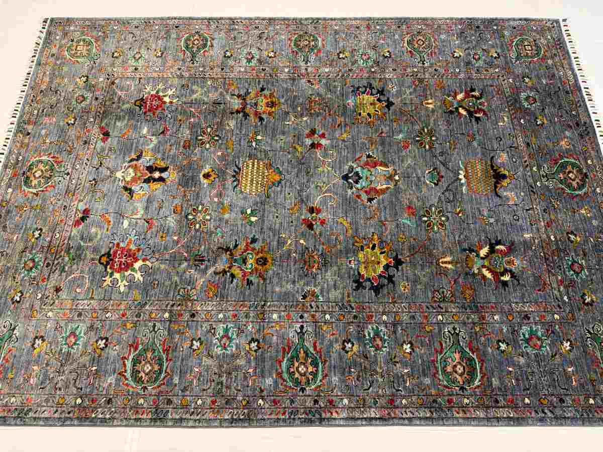 El Dokuma Afgan Halı Sułtani Desenli Kök Boya 178 x 240 cm küçük görsel 5