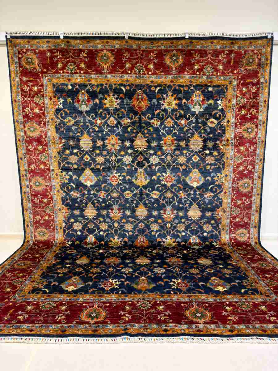 El Dokuma Afgan Halı Sultani Desenli Kök Boya 296 x 393 cm