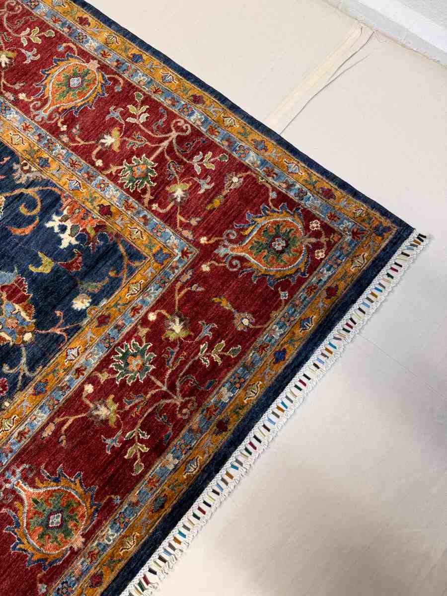 El Dokuma Afgan Halı Sultani Desenli Kök Boya 296 x 393 cm küçük görsel 5