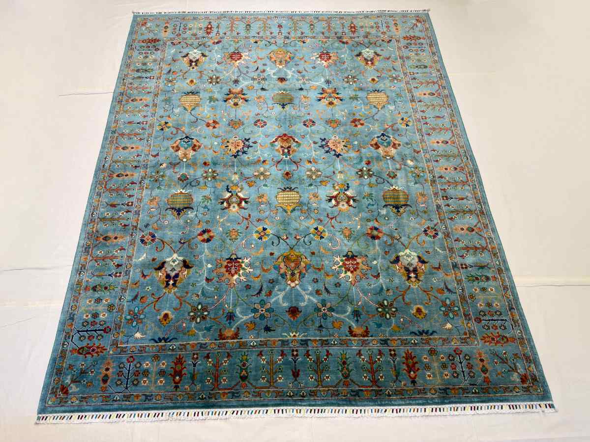 El Dokuma Afgan Halı Sułtani Desenli Kök Boya 248 x 308 cm küçük görsel 3