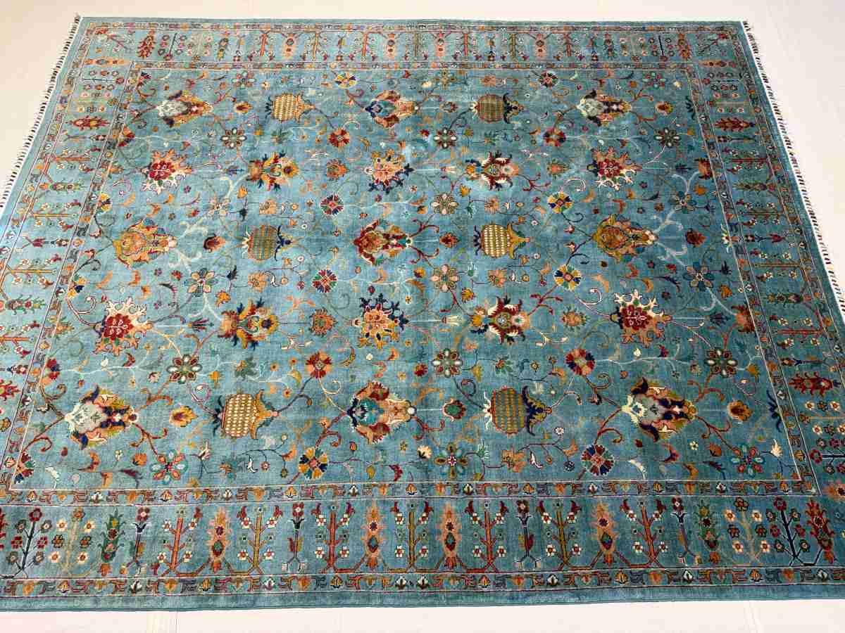 El Dokuma Afgan Halı Sułtani Desenli Kök Boya 248 x 308 cm küçük görsel 5