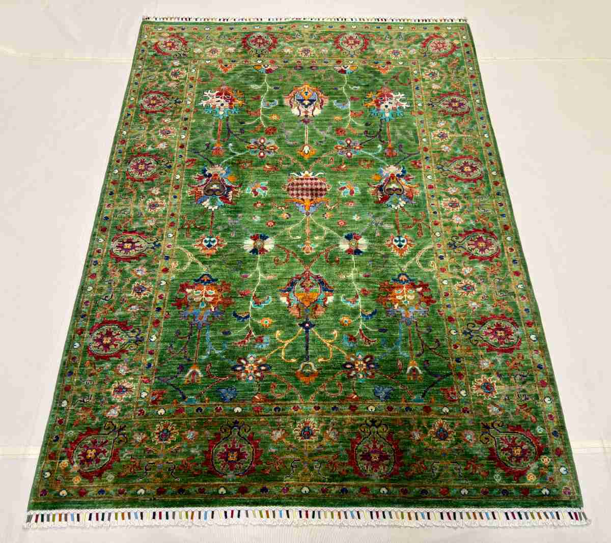 El Dokuma Afgan Halı Sultani Desenli Kök Boya 150 x 206 cm