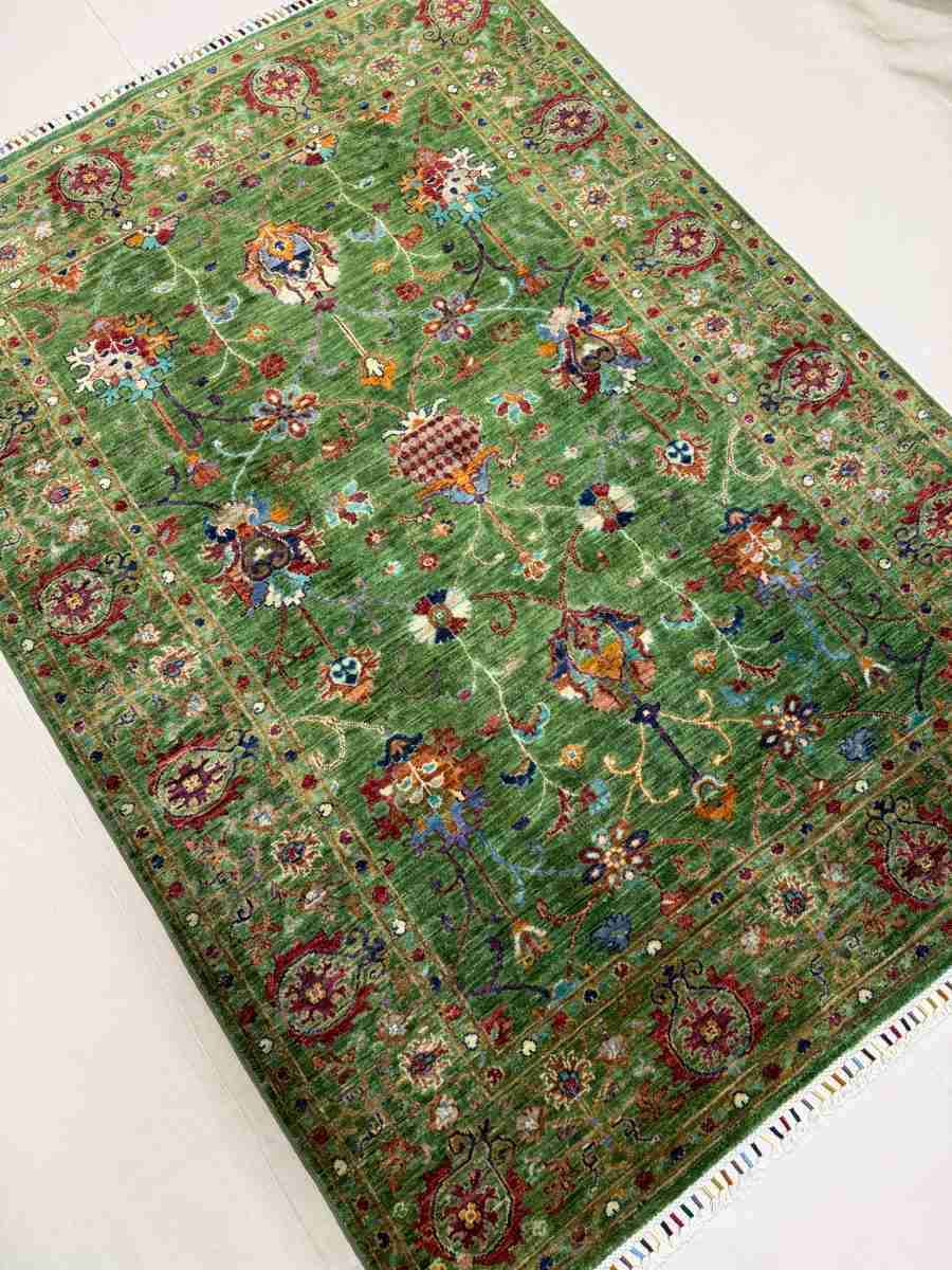 El Dokuma Afgan Halı Sultani Desenli Kök Boya 150 x 206 cm küçük görsel 2