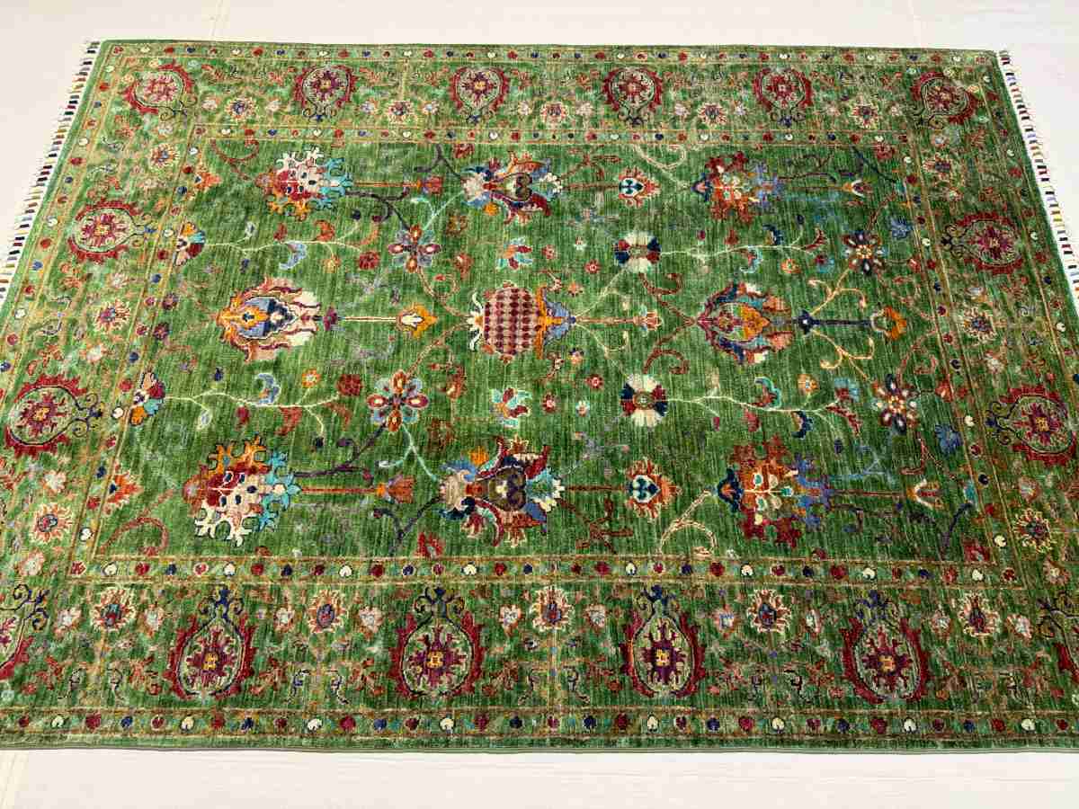 El Dokuma Afgan Halı Sultani Desenli Kök Boya 150 x 206 cm küçük görsel 5