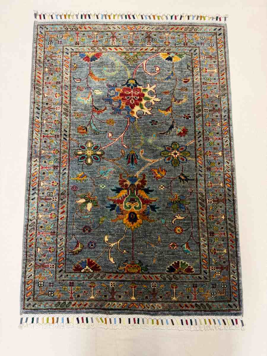 El Dokuma Afgan Halı Sultani Desenli Kök Boya 82 x 125 cm