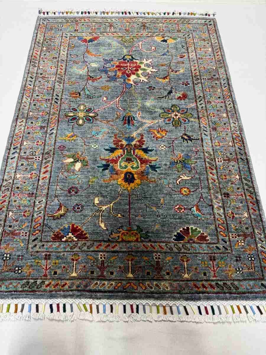 El Dokuma Afgan Halı Sultani Desenli Kök Boya 82 x 125 cm küçük görsel 2