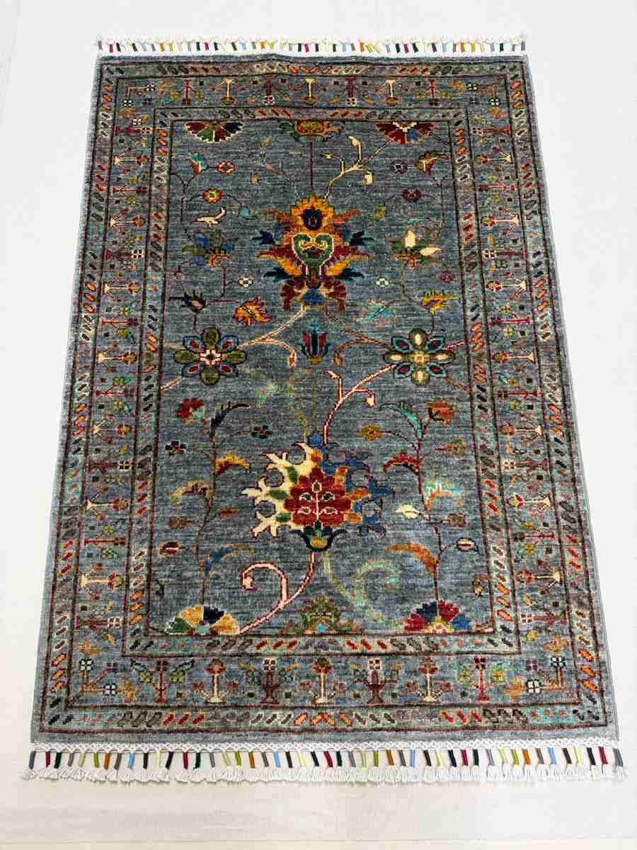 El Dokuma Afgan Halı Sultani Desenli Kök Boya 82 x 125 cm küçük görsel 3