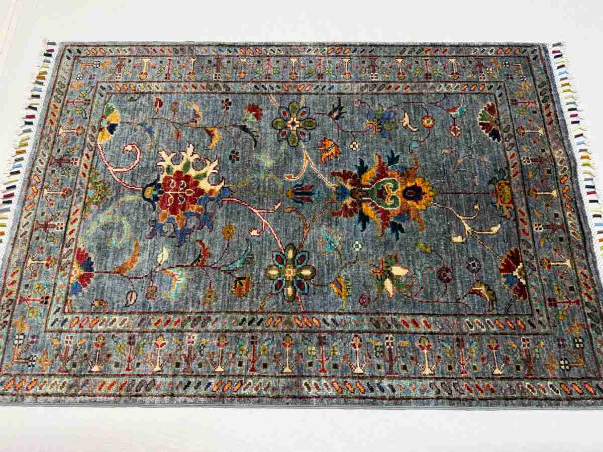El Dokuma Afgan Halı Sultani Desenli Kök Boya 82 x 125 cm küçük görsel 4