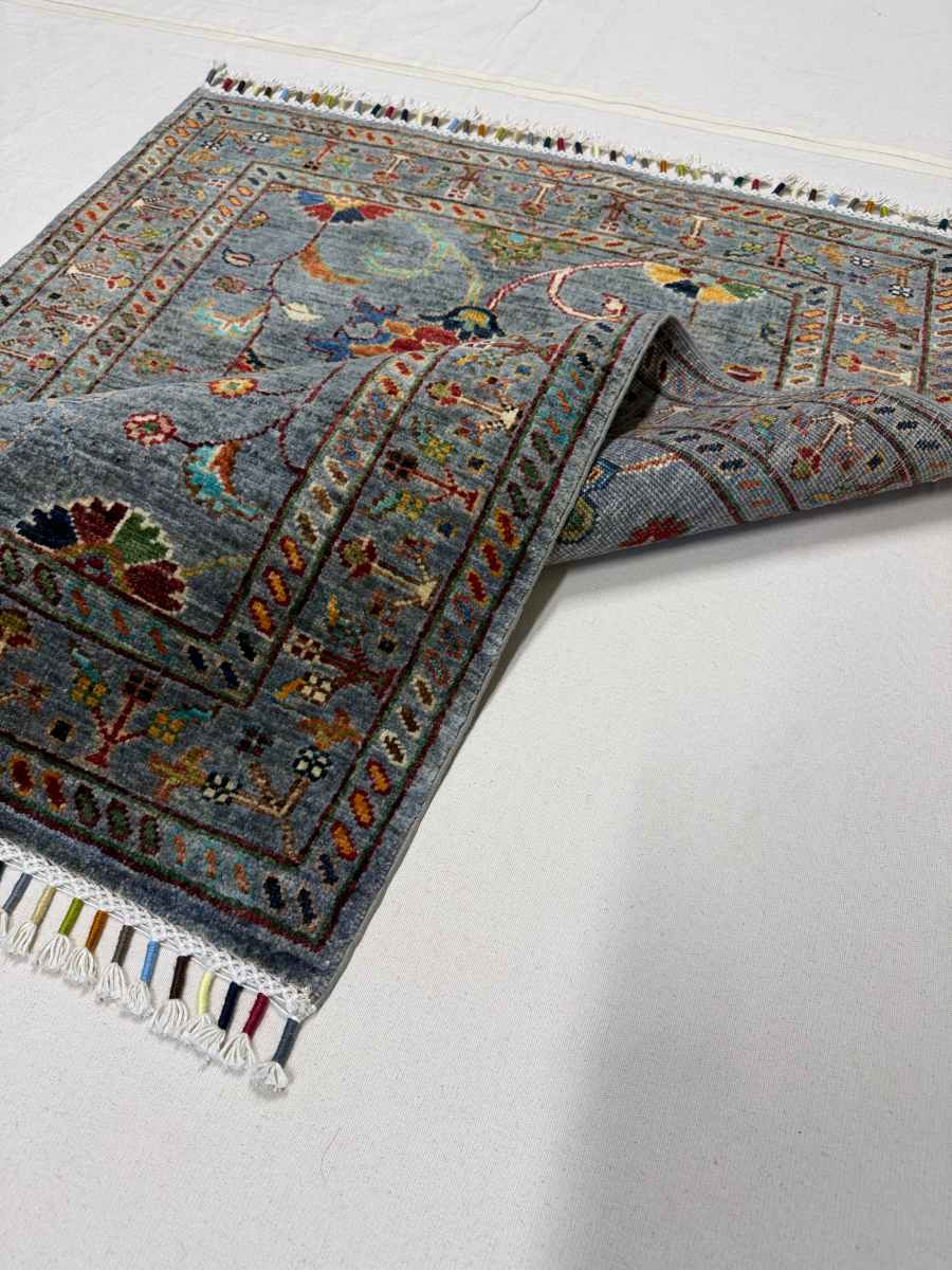 El Dokuma Afgan Halı Sultani Desenli Kök Boya 82 x 125 cm küçük görsel 6