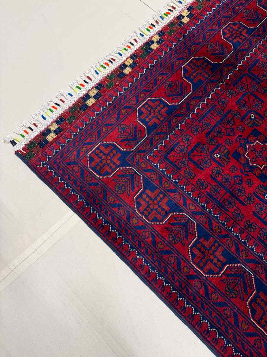 El Dokuma Afgan Halı Hamyab Desenli Kök Boya 126 x 198 cm küçük görsel 5