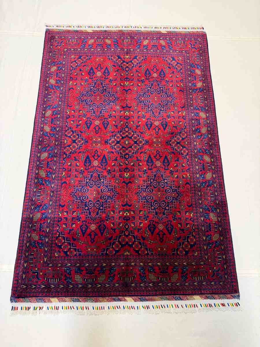 El Dokuma Afgan Halı Bilicik Desenli Kök Boya 121 x 180 cm