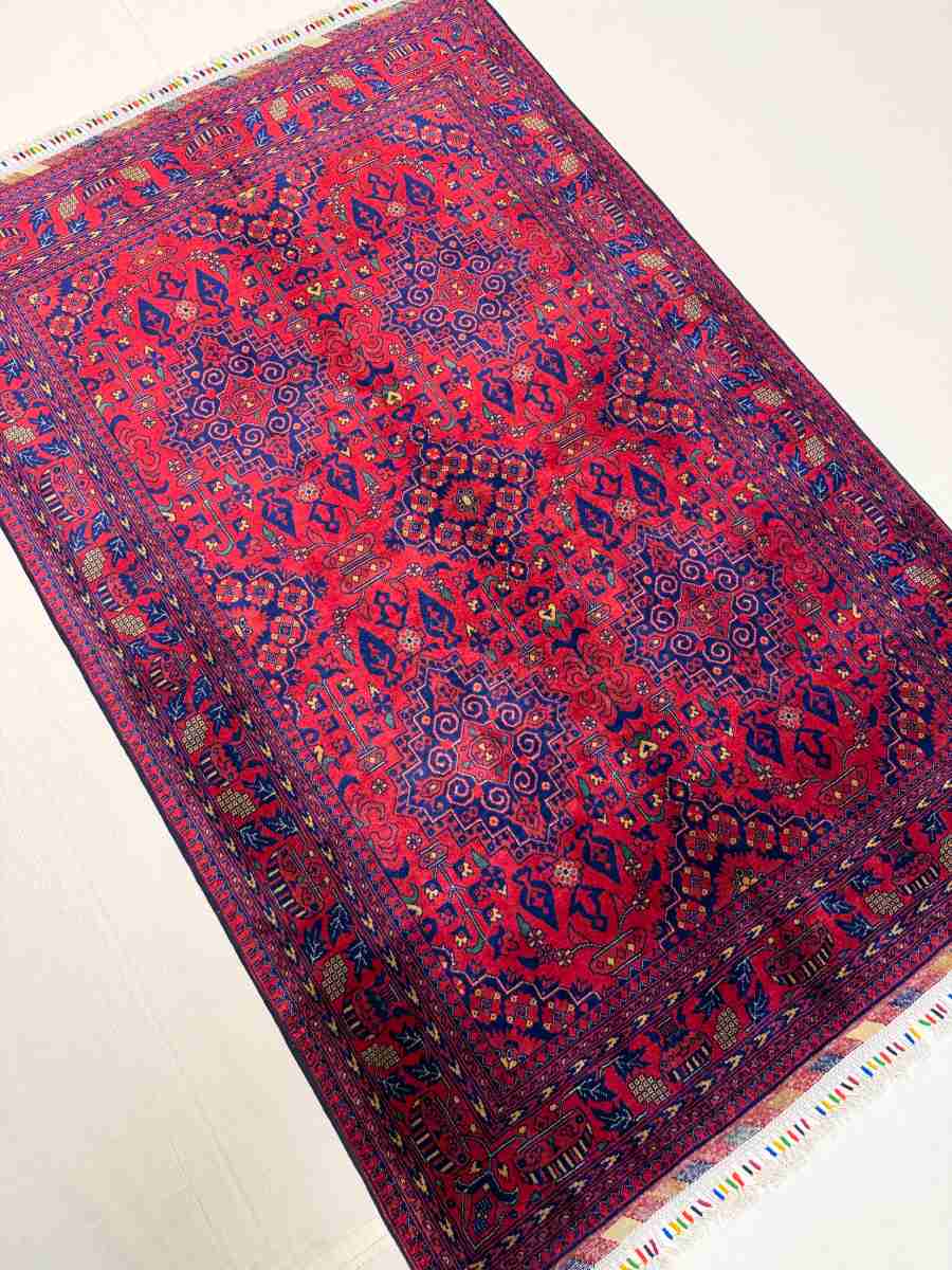El Dokuma Afgan Halı Bilicik Desenli Kök Boya 121 x 180 cm küçük görsel 3