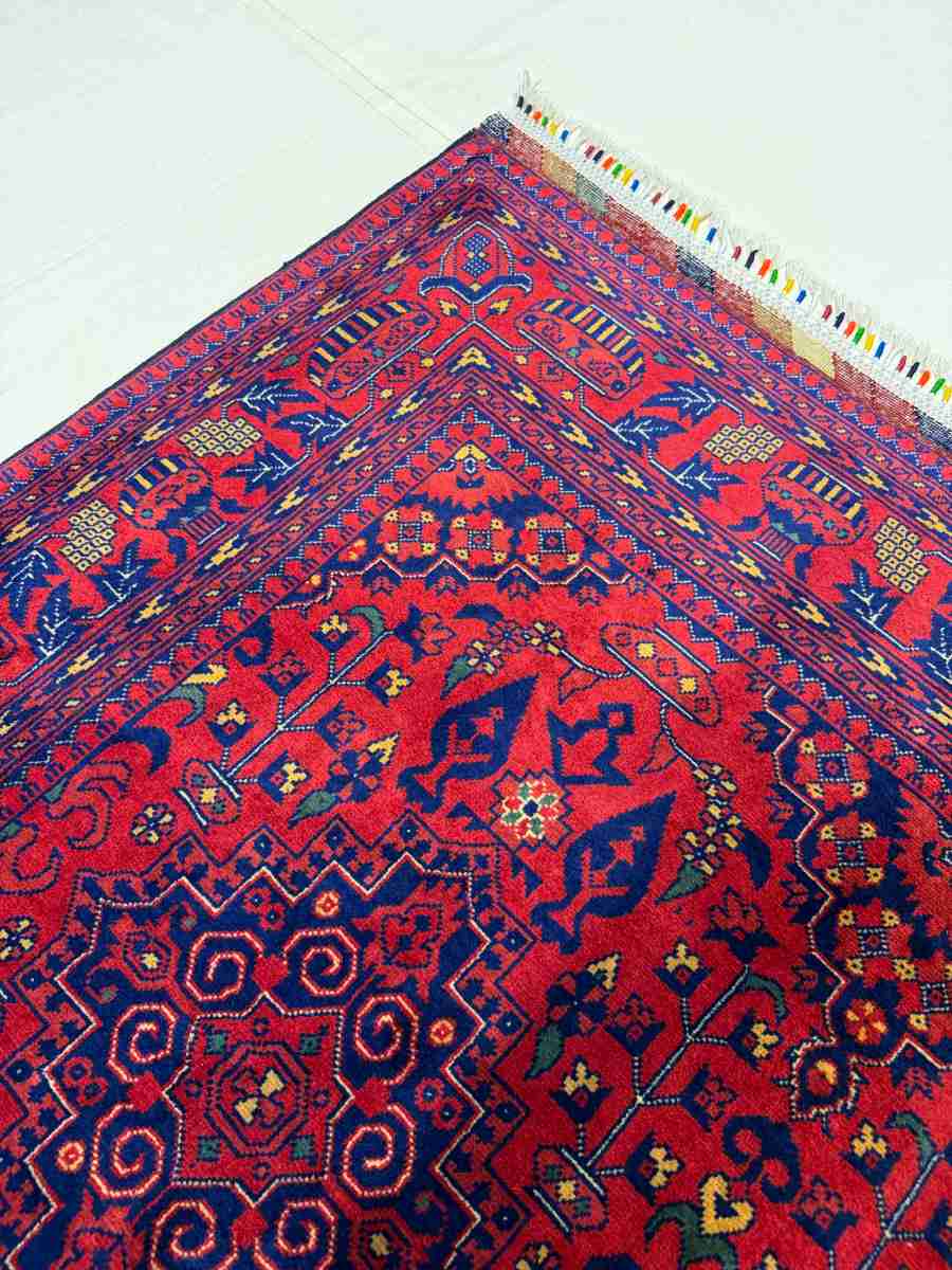 El Dokuma Afgan Halı Bilicik Desenli Kök Boya 121 x 180 cm küçük görsel 4