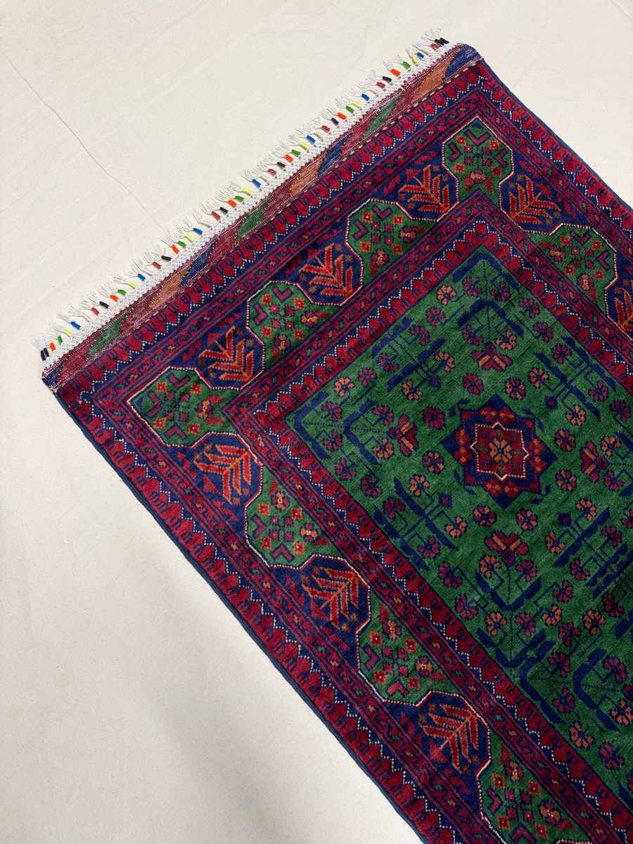 El Dokuma Afgan Halı Hamyab Desenli Yolluk Kök Boya 83 x 293 cm küçük görsel 4