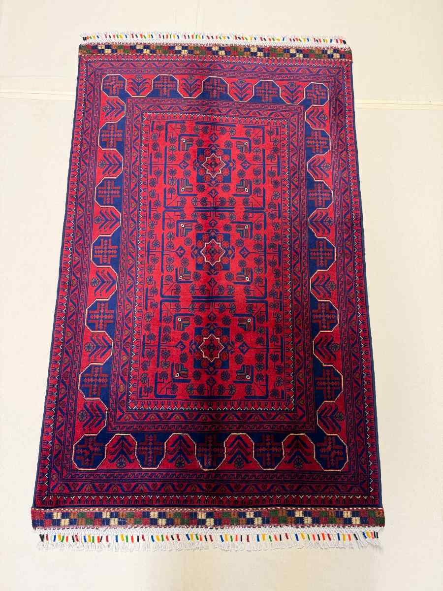 El Dokuma Afgan Halı Hamyab Desenli Kök Boya 97 x 148 cm