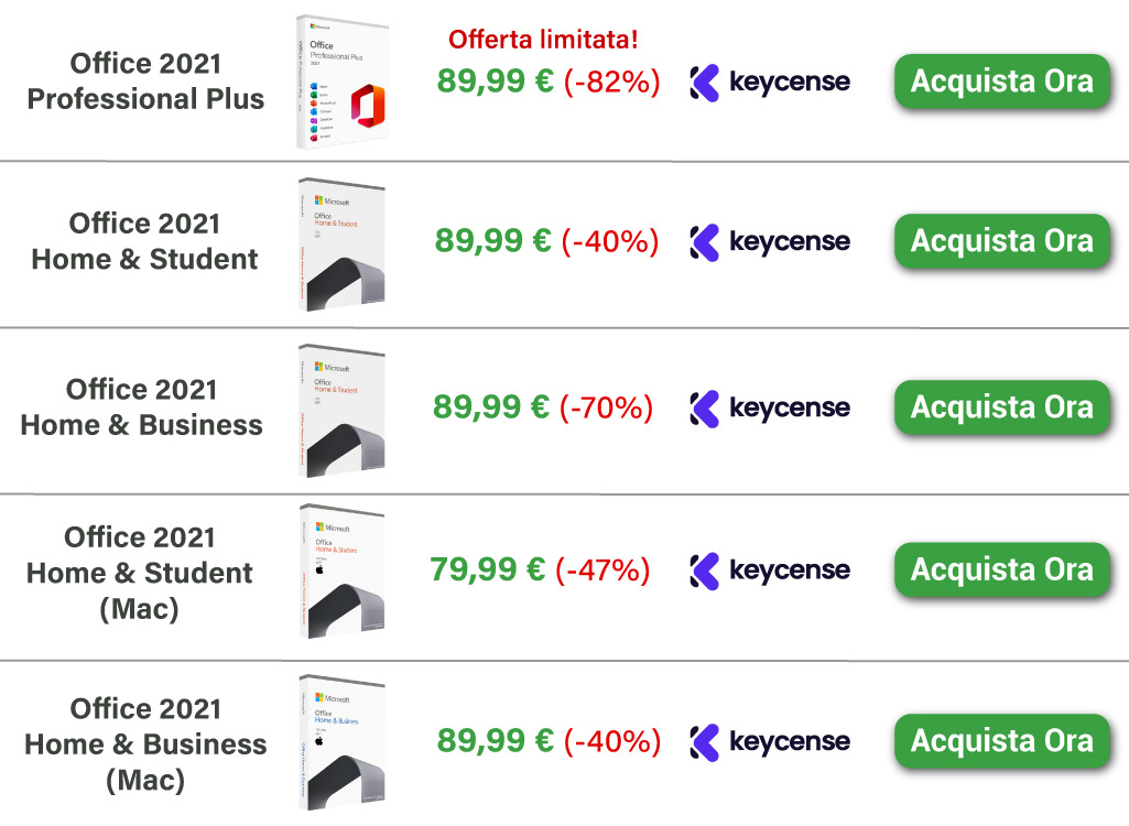 Acquista Office 2021 su Keycense