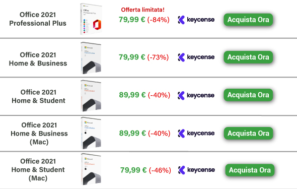 Offerte Black Friday su Office 2021 Keycense