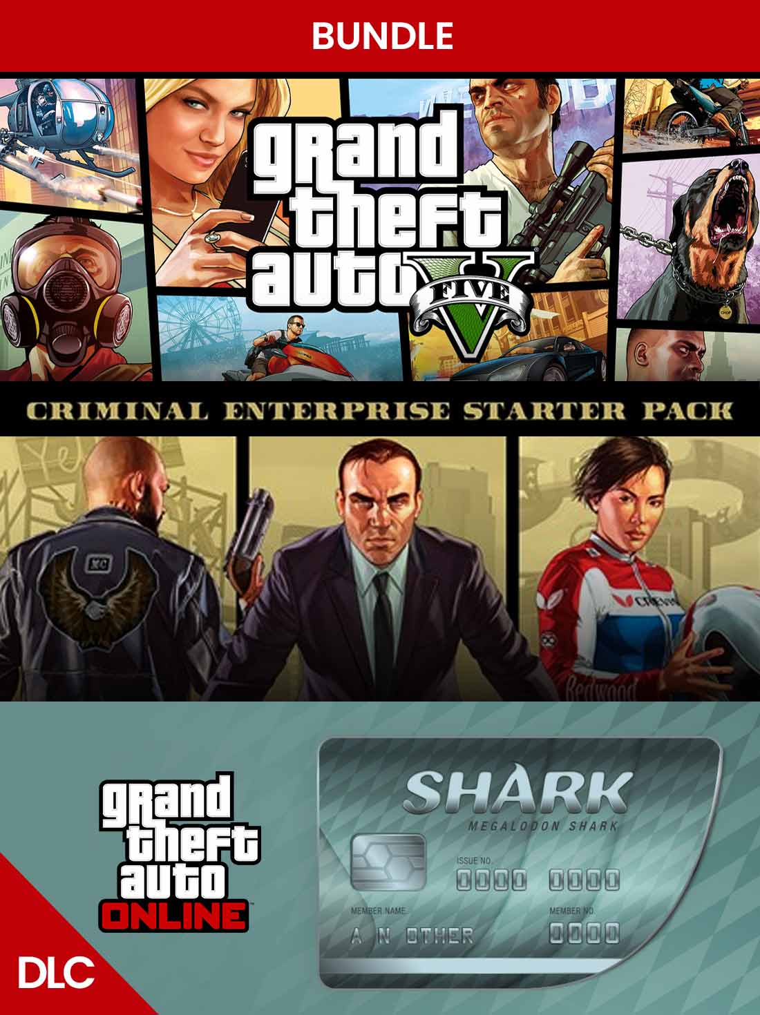 Grand Theft Auto V Criminal Enterprise Starter Pack and Megalodon Shark Card Bundle DLC | Rockstar
