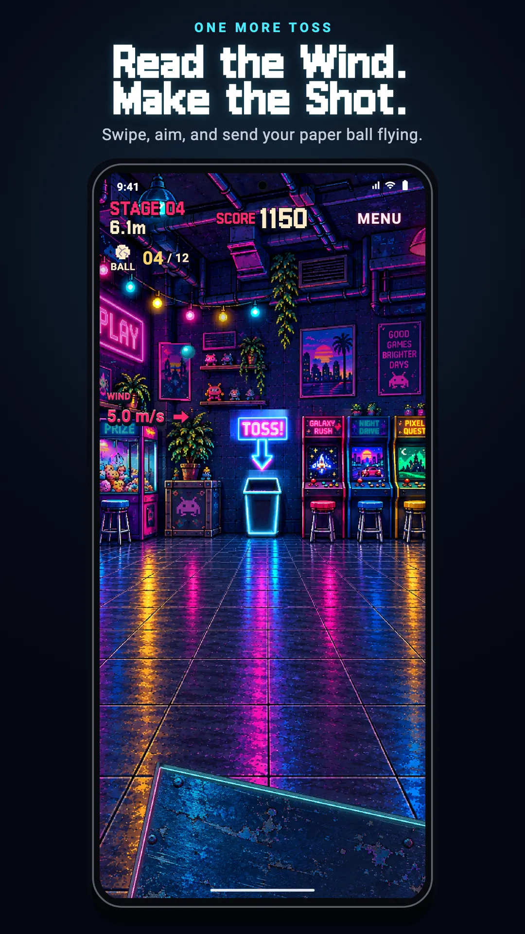 One More Toss: Pixel-Art Paper Toss Arcade project screen 1