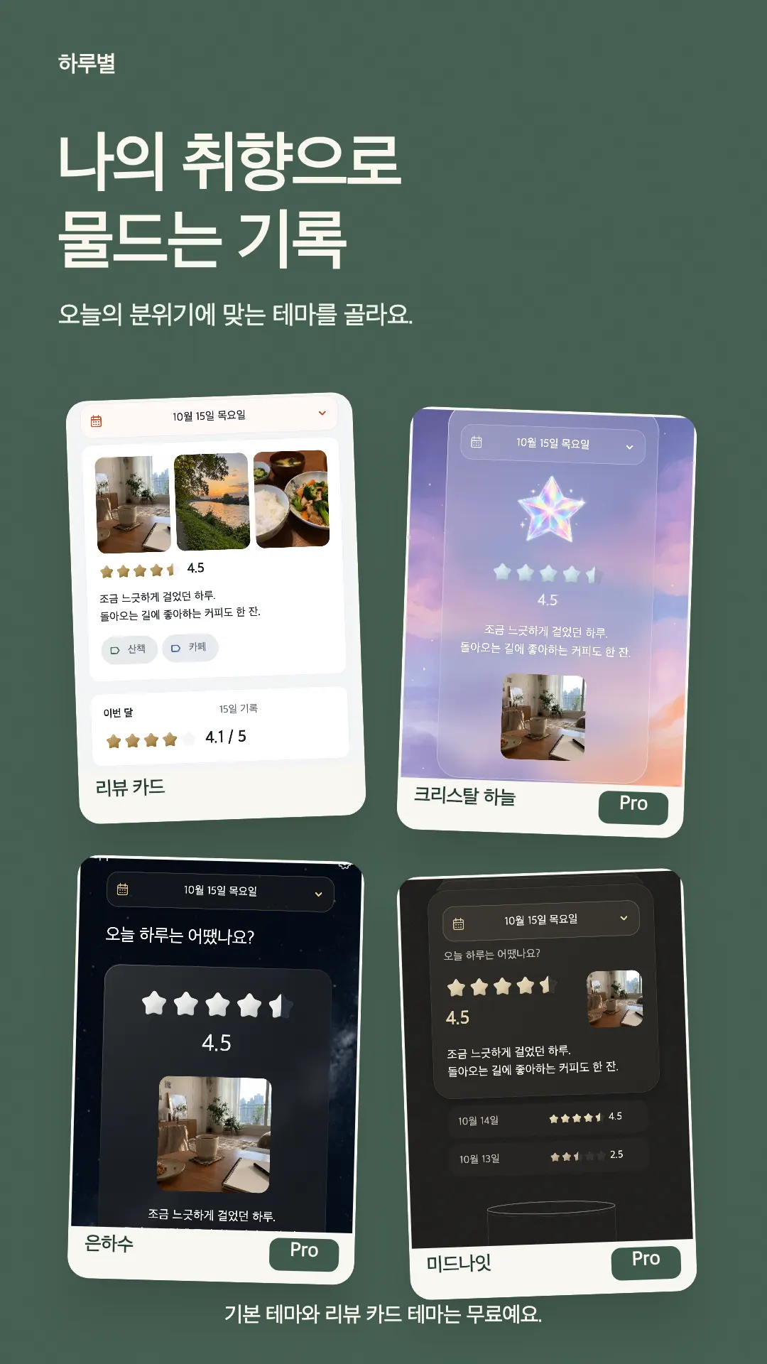 하루별 : 별점 일기와 하루 회고 프로젝트 화면 6