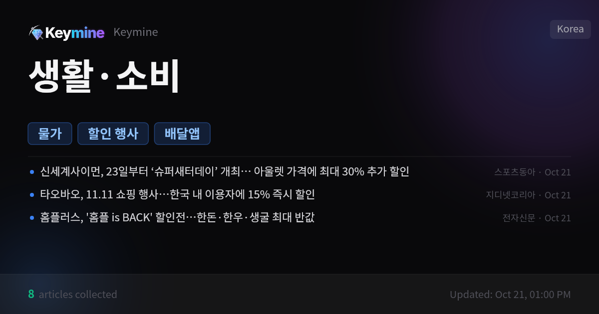 물가 키워드 트래커 — Keymine