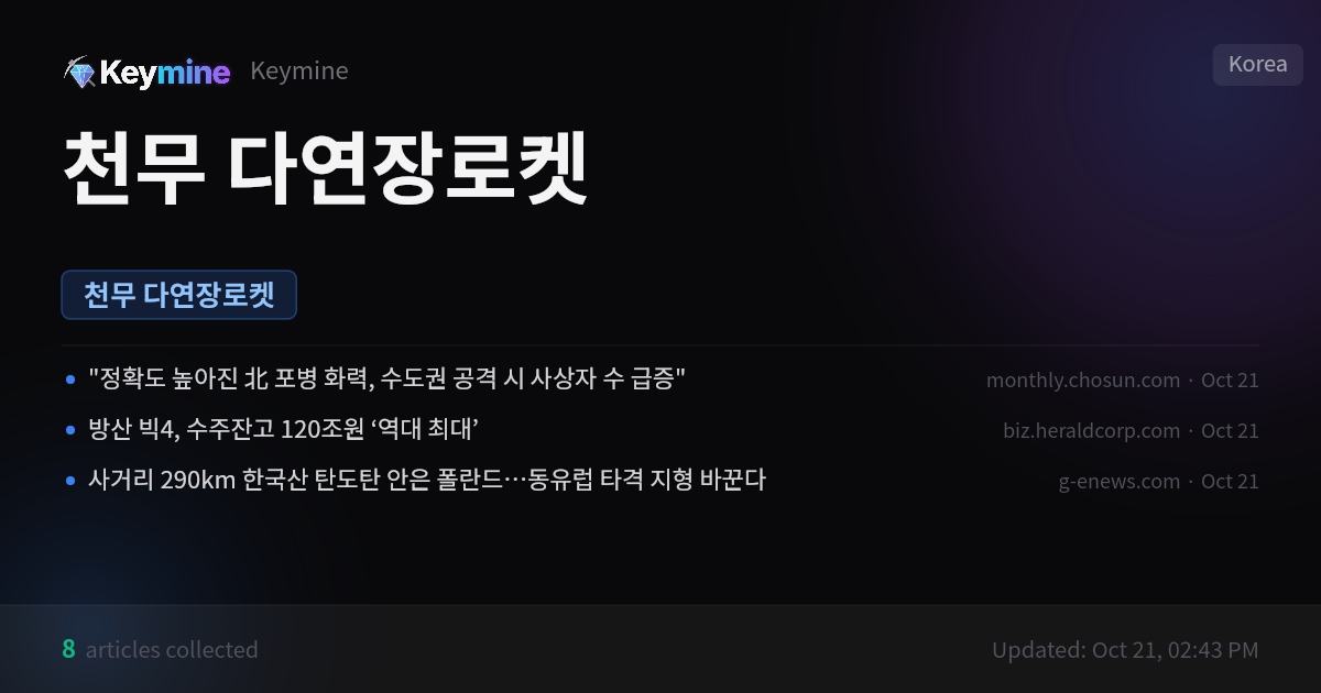 천무 다연장로켓 키워드 트래커 — Keymine