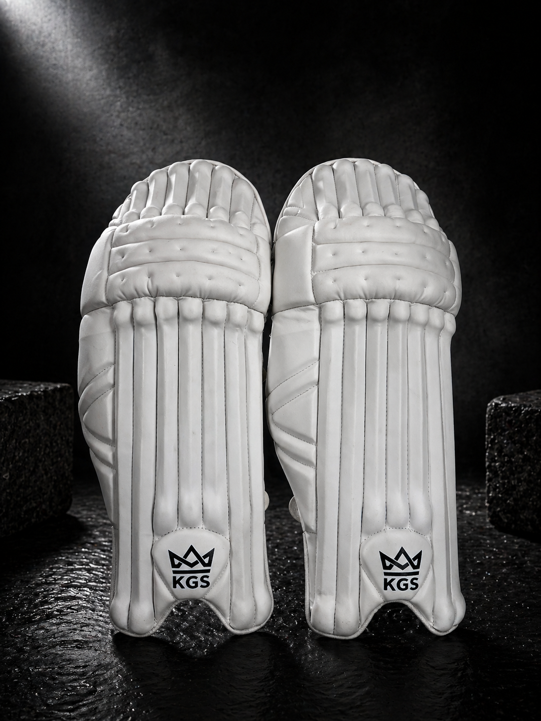 KGS Elite Classic Batting Pads – Premium White Cricket Pads for Professional Match Play