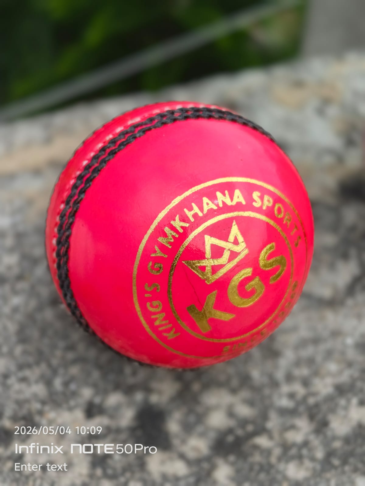 KGS Elite Pink Cricket Ball – Handstitched, Waterproof, Gold Edition | Premium Match Ball preview 2