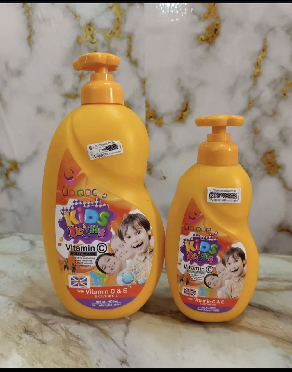 Unique Kids And Teens Vitamin C Brightening Lotion 500ml+ Shower Gel 1000ml - 2pcs set-02