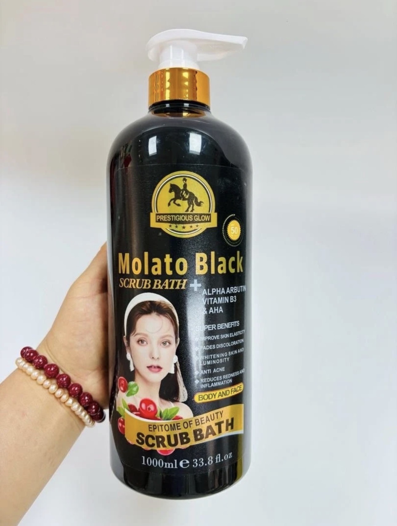 PRESTIGIOUS GLOW MOLATO BLACK SCRUB BATH SOAP SUPER WHITENING 1000ml✅️