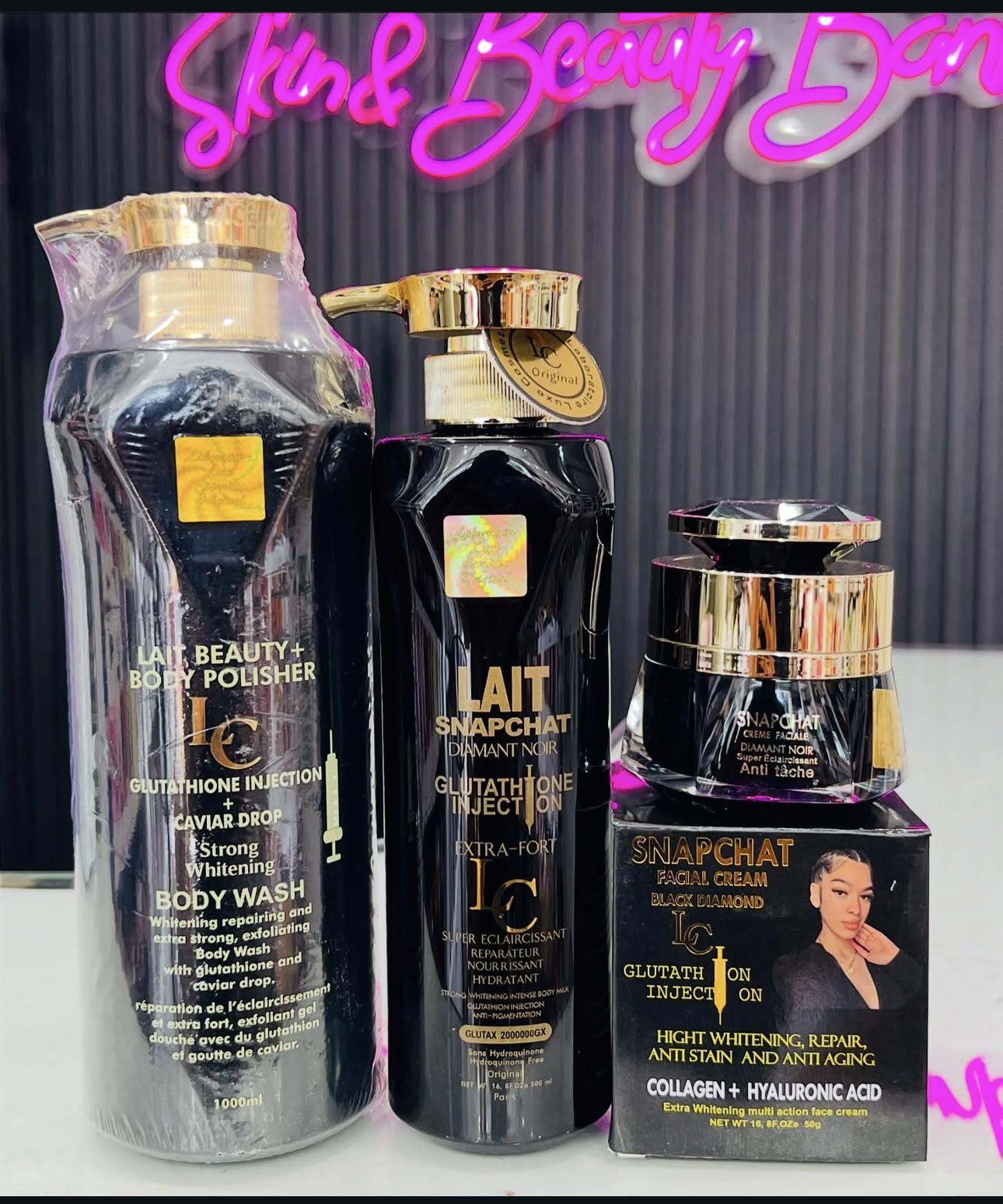 Snapchat Black Diamond Body Lotion + Shower Gel + Face Cream _ 3pcs Set