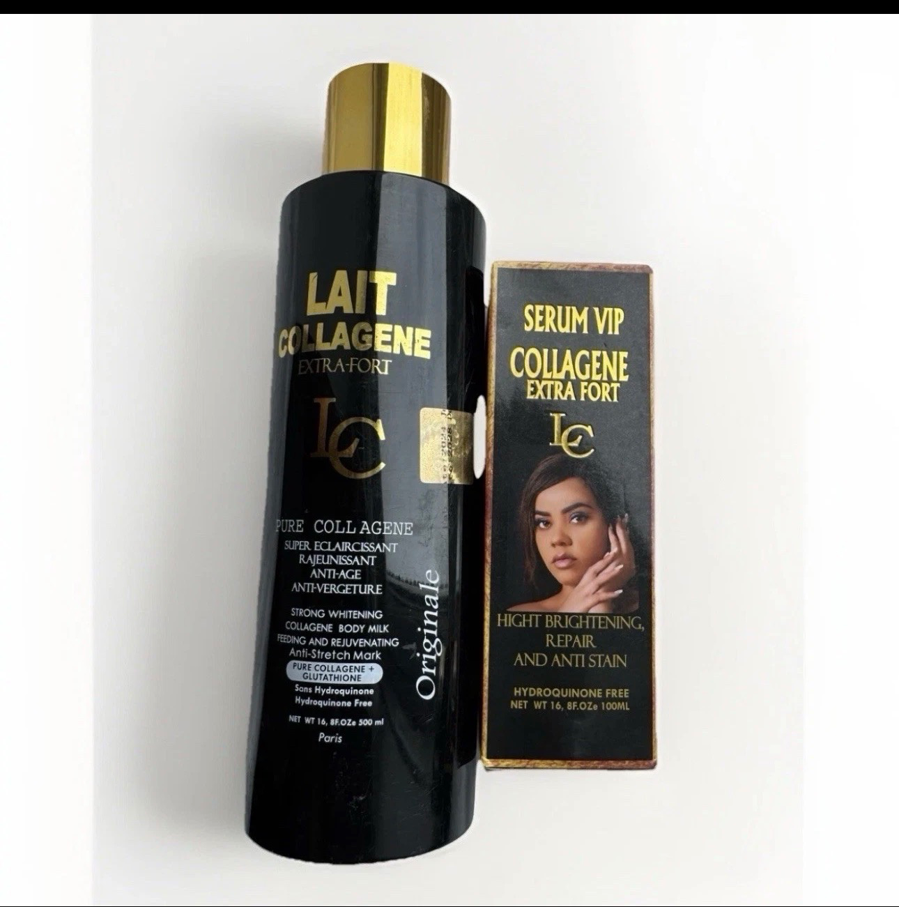 Lait Collagen Extra-Fort Whitening Body Lotion 500ml + Serum 100ml - 2pcs Set