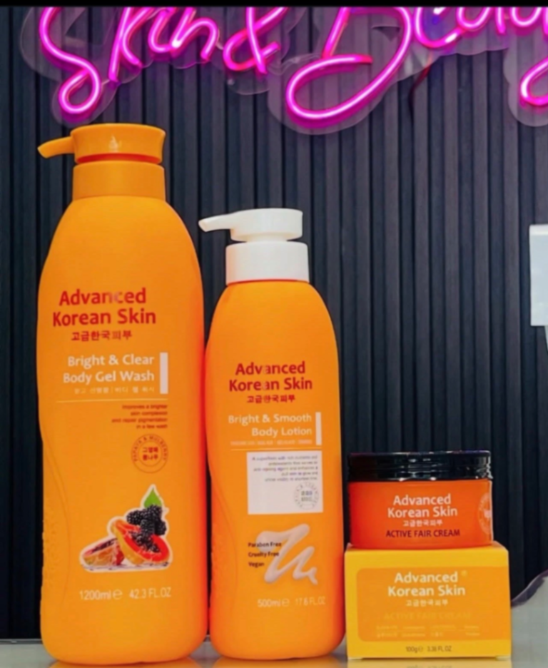 Advanced Korean Skin Bright & Smooth Lotion 500ml +Body Wash 1200ml + Face Cream