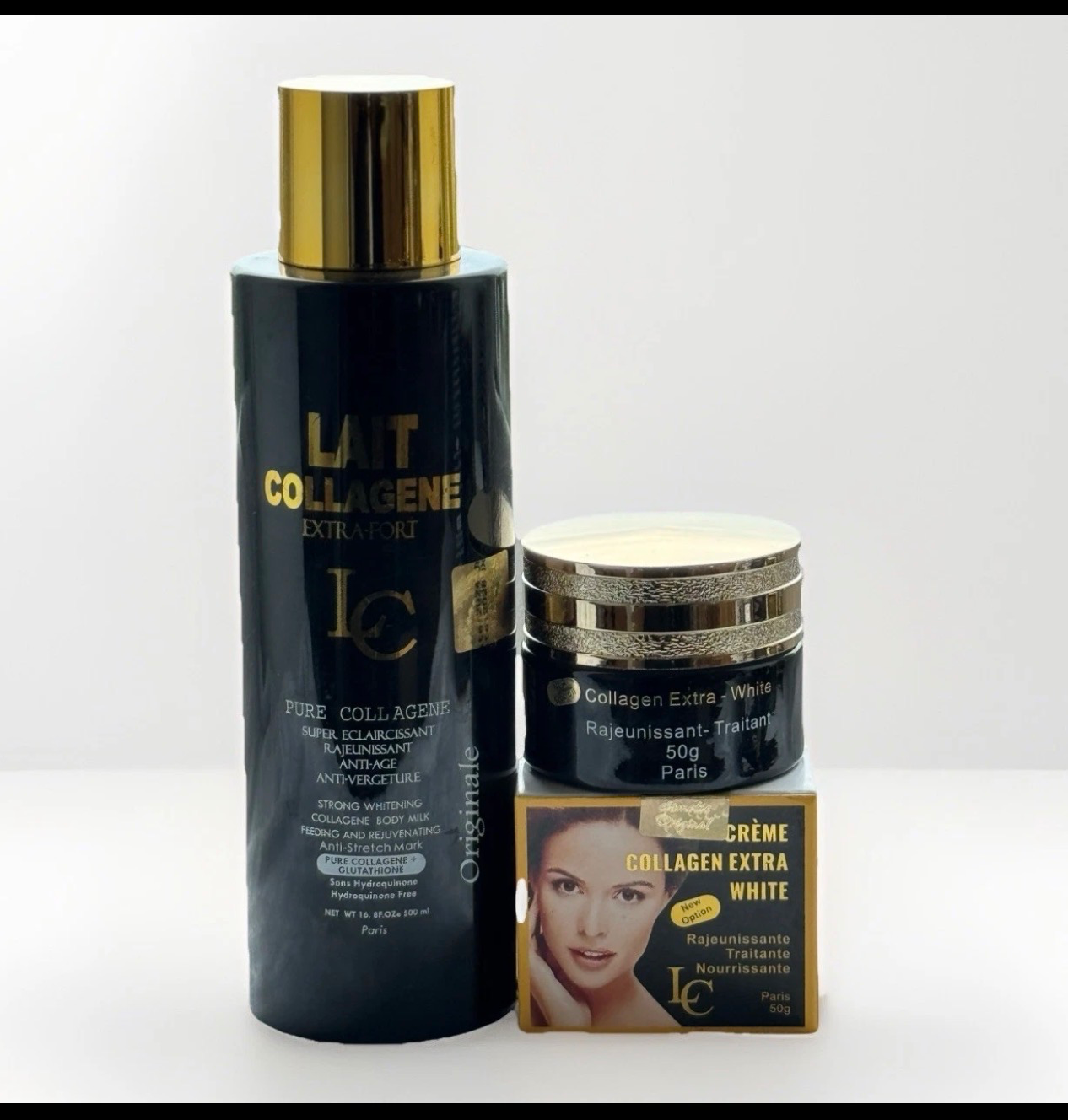 Lait Collagen Extra-Fort Whitening Body Lotion 500ml + Face Cream - 2pcs Set