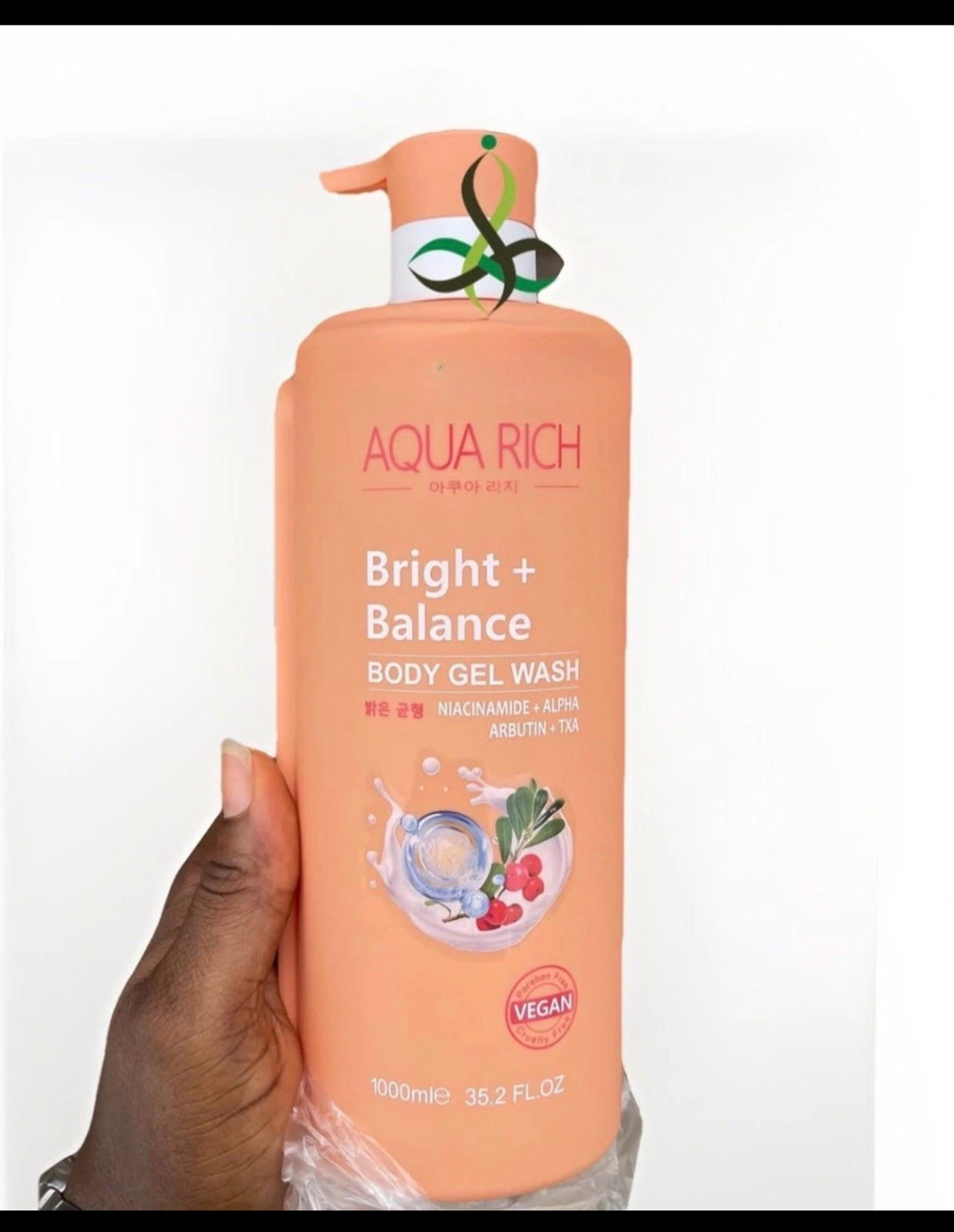 Aqua Rich Bright + Balance Body Gel Wash 1000ml ( Niacinamide & Alpha Arbutin)