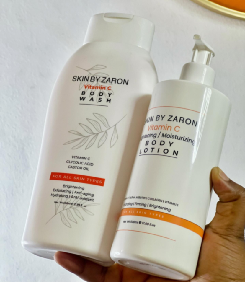 Skin by Zaron Vitamin C Brightening and Moisturizing Body Lotion + Body Wash 