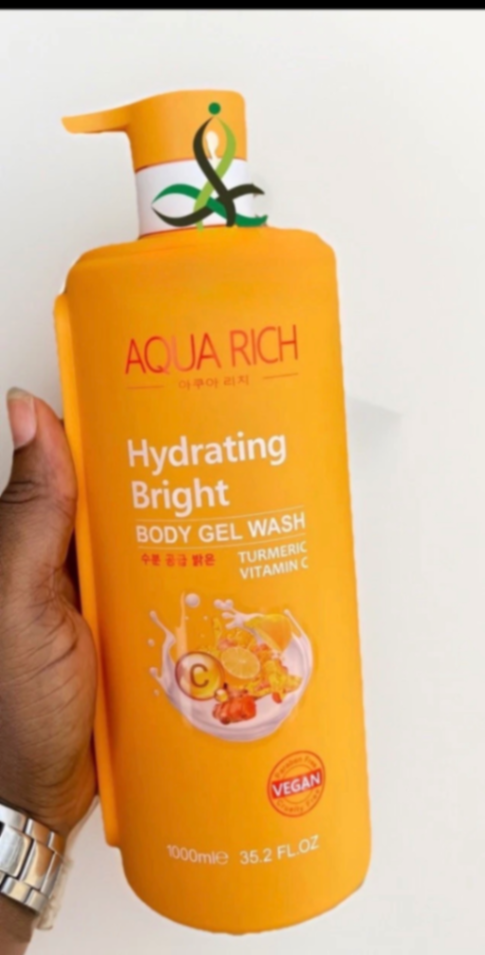 Aqua Rich Hydrating Bright Body Gel Wash 1000ml ( Vitamin C & Tumeric)