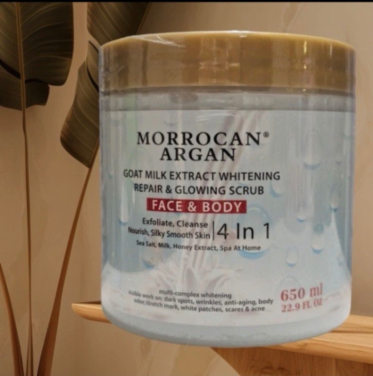 MOROCCAN ARGAN GOAT MILK EXTRACT WHITENING REPAIR & GLOWING SCRUB 4-in-1 (650g)