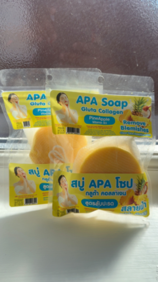 1x Apa Gluta 10x Whitening Soap Pineaple Collagen Vitamin B3 Soap Remove Blemishes for Clear Face Beauty Care