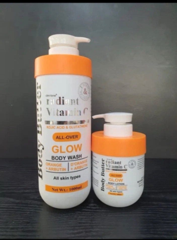 Clini-tone Radiant Vitamin C Glow Body Butter Lotion + Body Wash - 2pcs Set