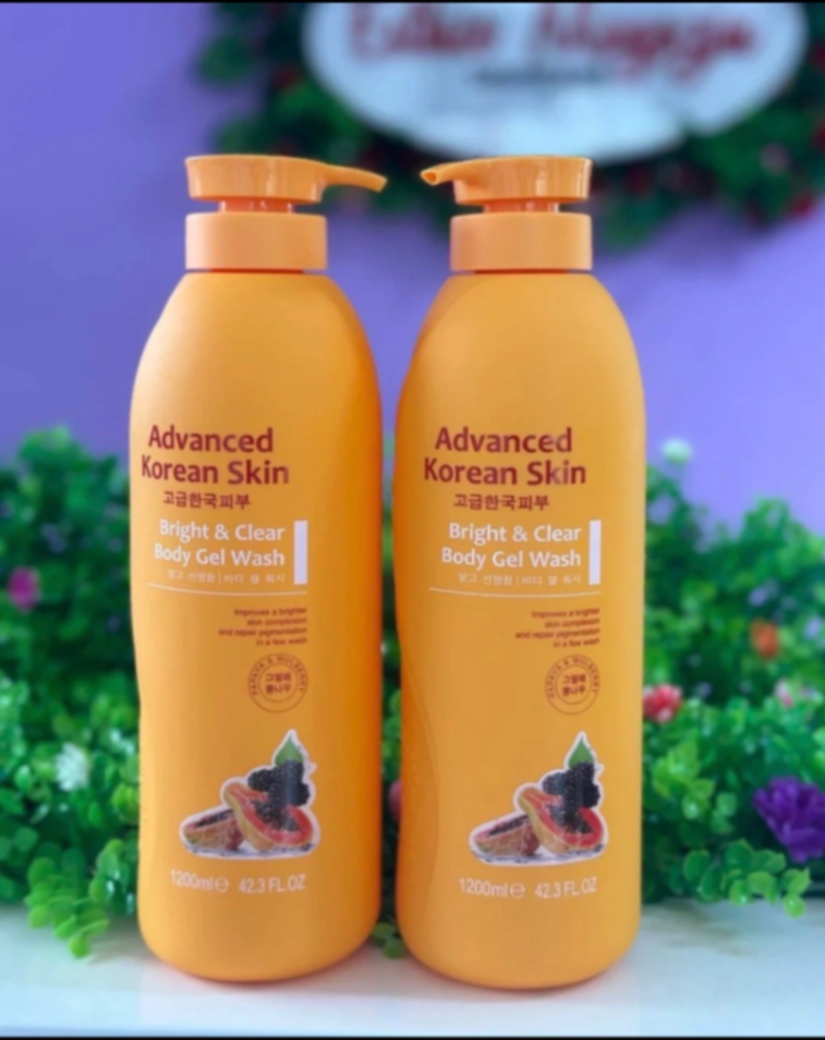 Advanced Korean Skin Bright Clear Body Gel Wash 1200ml Papaya Mulberry Extract